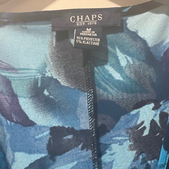 Chaps Blue and Black V-Neck Sheath Midi Dress - Picture 3 of 4